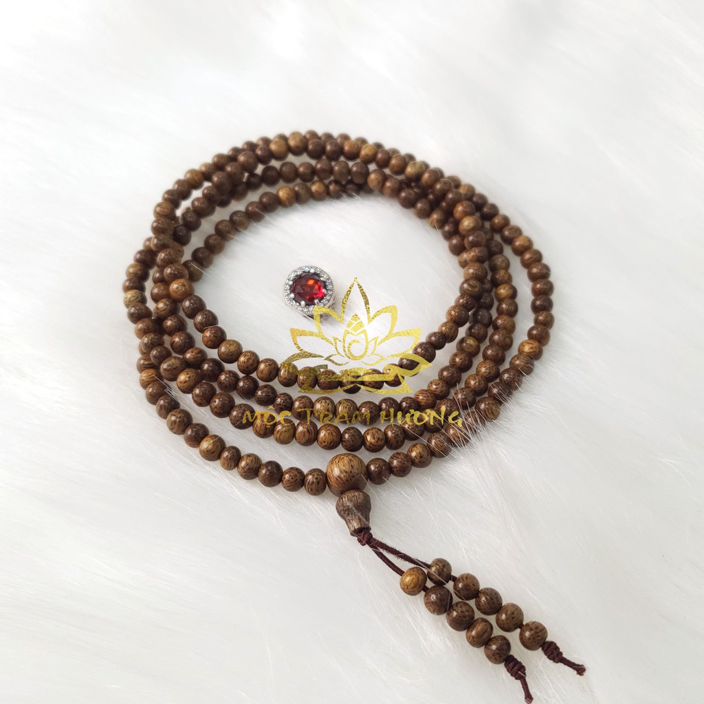 Vòng Tay Trầm Hương Tự Nhiên 216 Hạt 4mm MIX Charm Bạc S925 (Đỏ) - MTH JEWELRY
