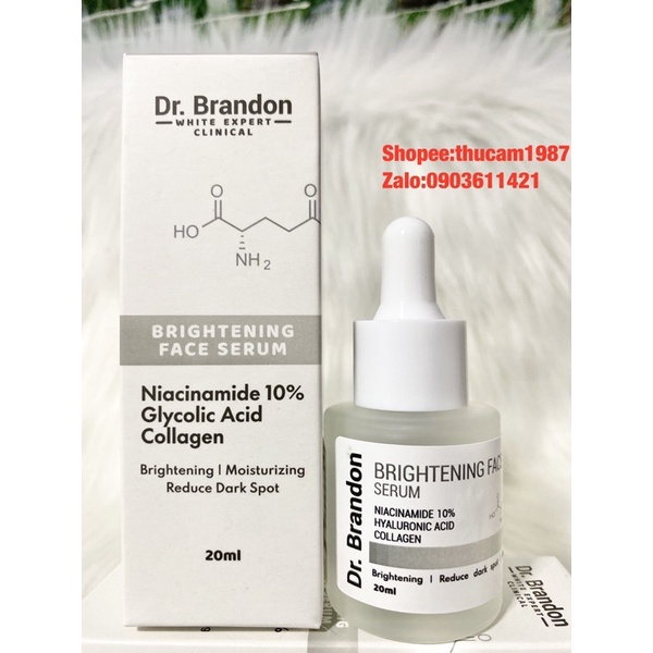 Serum Niacinamide 10% Dr.brandon Brightening Face collagen trắng da,mờ vết thâm đen,đốm đen 20ml.