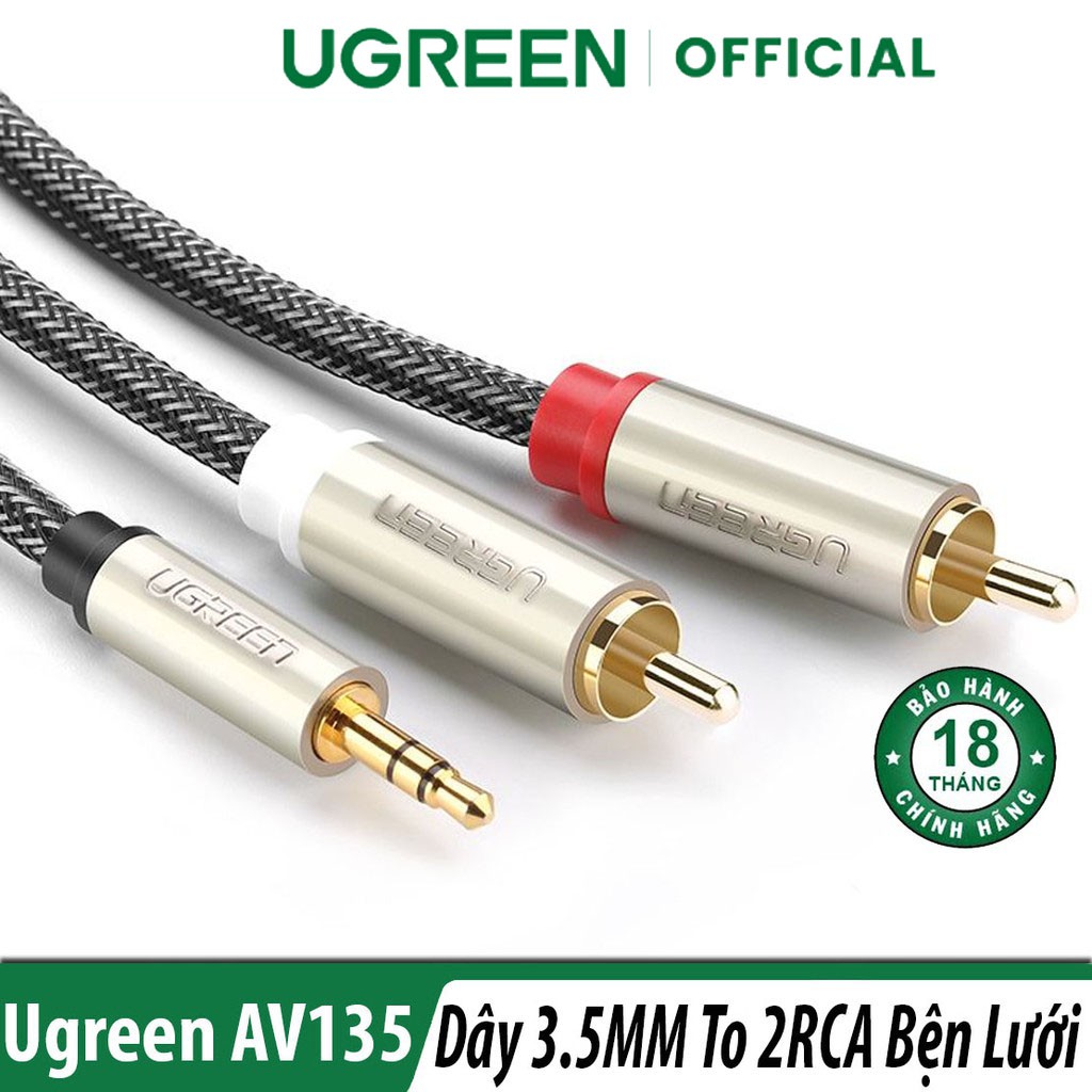 Cáp Âm Thanh 3,5mm Sang 2 Đầu Cực Ugreen AV135 Chính Hãng