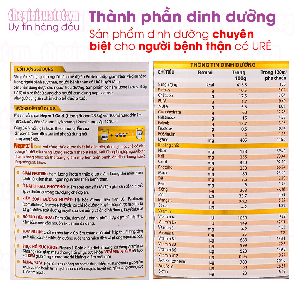 [Mã 159FMCGSALE giảm 8% đơn 500K] Sữa Nepro 1 Gold Dành cho người bệnh thận có URE huyết tăng - 400g