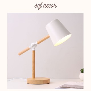 Đèn học để bàn cán gỗ xoay đơn giản phong cách Hàn Quốc - Décor nhà Sò