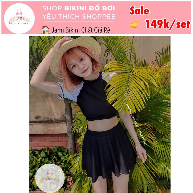 đồ bơi bikini nữ kín đáo váy bơi cạp cao quần đùi đồ bơi học sinh đồ bơi nữ [Hình thật + có SIZE]  atd14