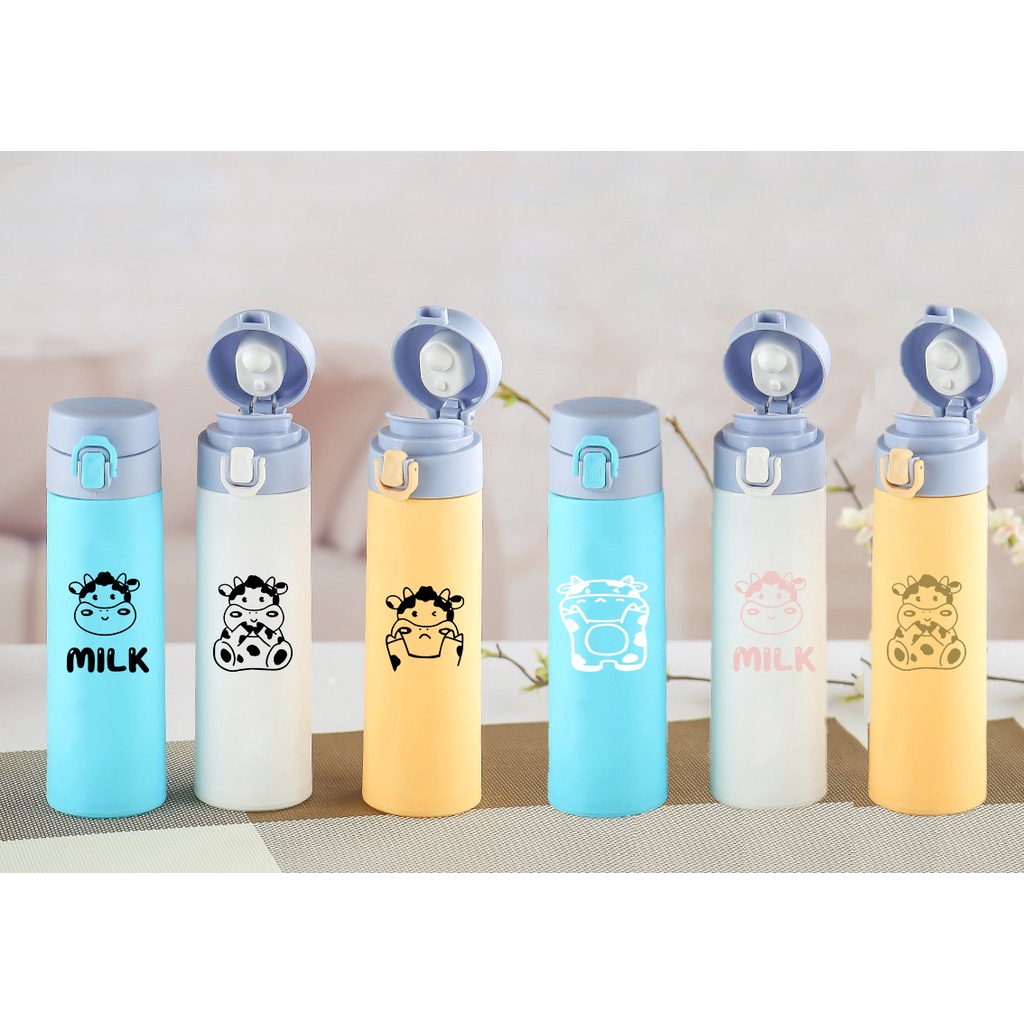 bình nước 2 lớp bò sữa B2DC17 dễ thương cute hoạt hình 400-500ml