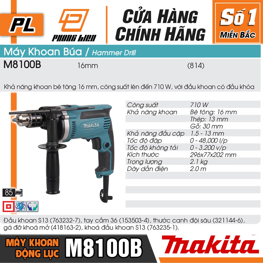 Máy Khoan Động Lực Makita M8100B (710W-16MM) - Hàng Chính Hãng