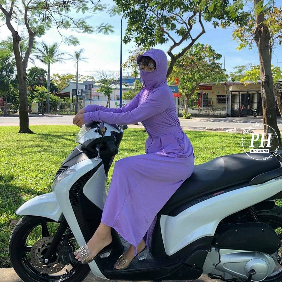 Áo Khoác chống nắng liền thân vải thun lạnh làm mát Nhật Bản - ao choàng chống nắng lien thân cao câp Giá sỉ