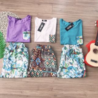 Set áo cotton quần đũi lanh