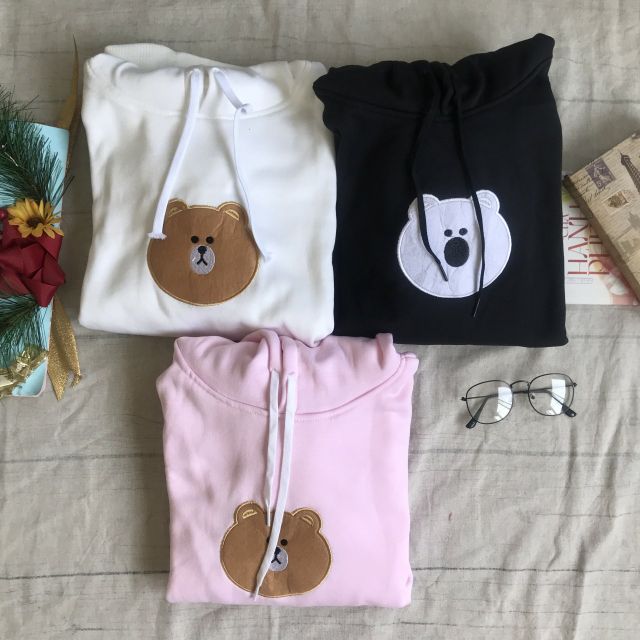 ÁO KHOÁC NỈ HOODIE THỜI TRANG NỮ CHUI ĐẦU IN HÌNH GẤU DỄ THƯƠNG | BigBuy360 - bigbuy360.vn