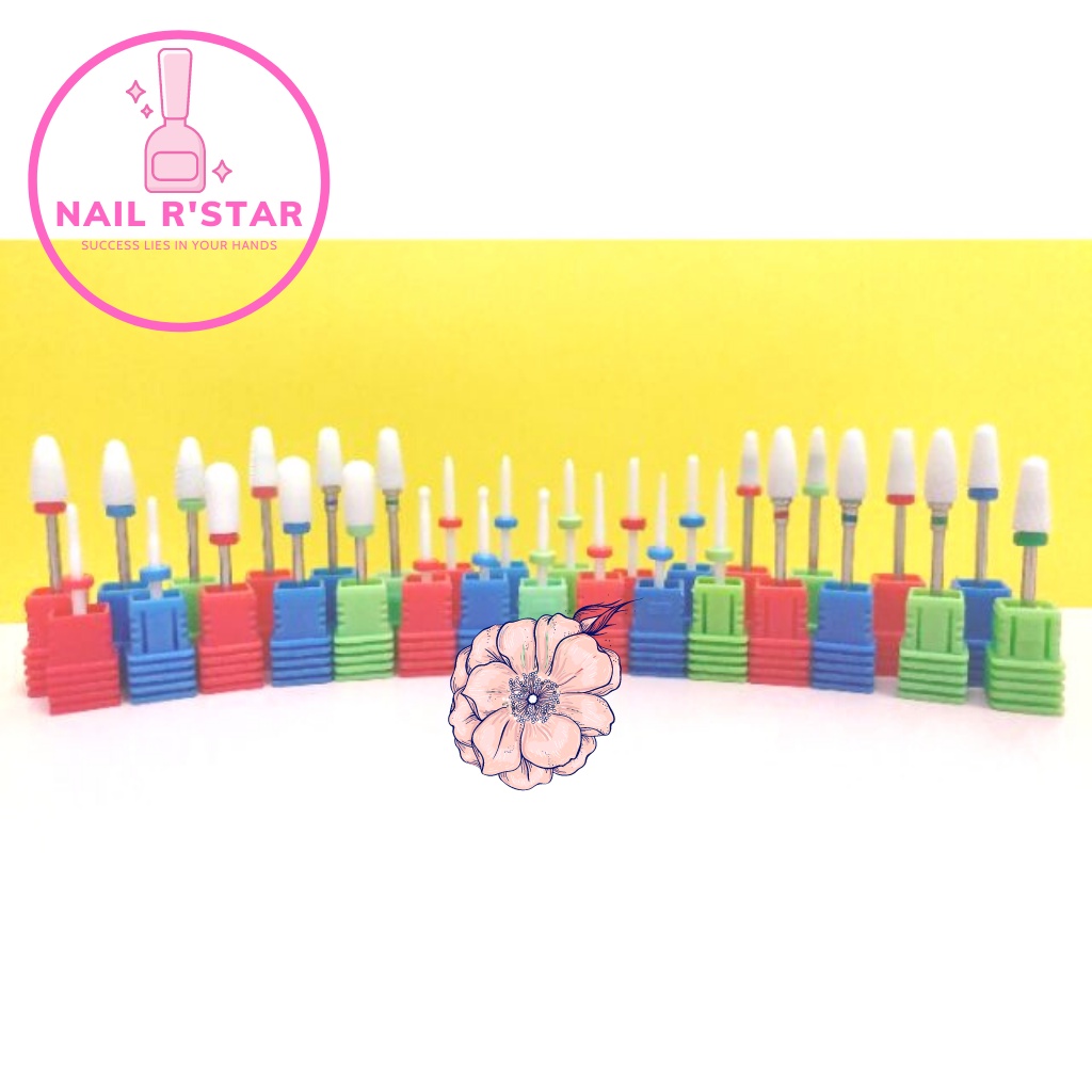 Đầu mài sứ mới dũa phá móng chuyên nghiệp - 12 mẫu đầu mài phá, mài mịn, mài khóe loại tốt  NAIL R’STAR