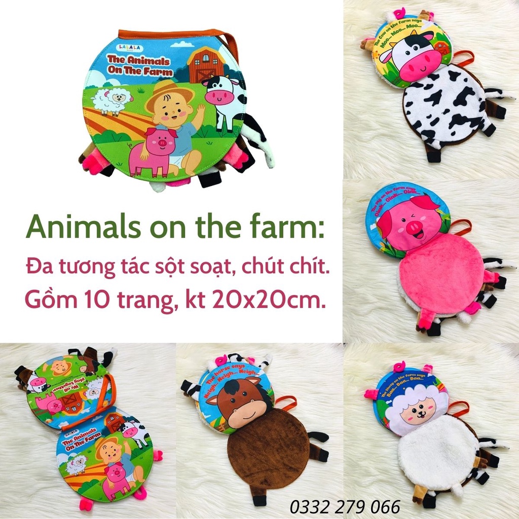 Sách vải the Animals on the farm Lalala baby đa tương tác lật mở sột soạt thu vị