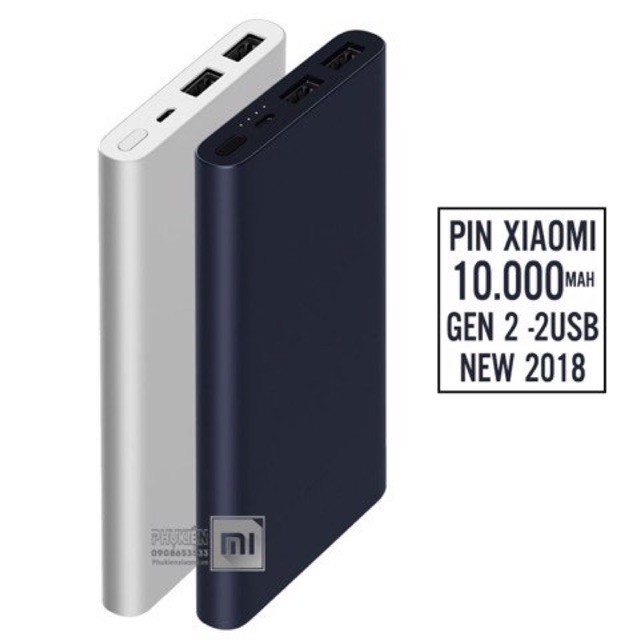 Sạc dự phòng Xiaomi Gen 3 10000mah - hỗ trợ sạc nhanh QC 3.0 2 ổ cắm usb tiện lợi