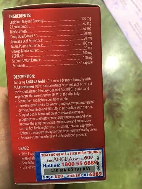 (Hàng chính hãng) Sâm ANGELA GOLD Chai 60 Viên | BigBuy360 - bigbuy360.vn
