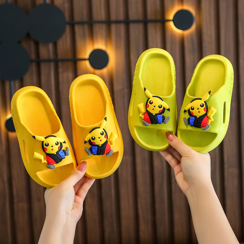 Pokemon slippers kids slippers Indoor non-slip summer boys and girls Quick drying at home cartoon Pikachu slippers Baby parent-child sandals and slippers Baby fashion children's shoes
