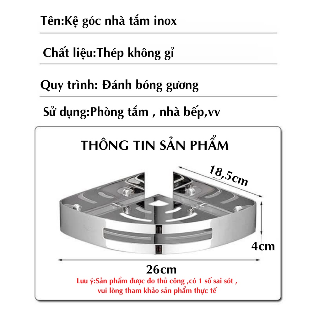 Kệ Nhà Tắm, Kệ Góc Nhà Tắm Inox Dán Tường Không Cần Khoan Đục THANH XUÂN 98