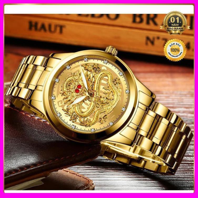 ĐỒNG HỒ NAM MẶT RỒNG 3D MẮT ĐỎ CỰC ĐẸP  TẶNG KÈM HỘP VÀ PIN DỰ PHÒNG  [ Đồng Hồ Nam Cao Cấp] | BigBuy360 - bigbuy360.vn