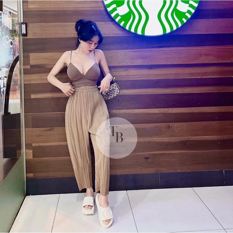 Áo bra 2 dây len gân diêu xịn mịn