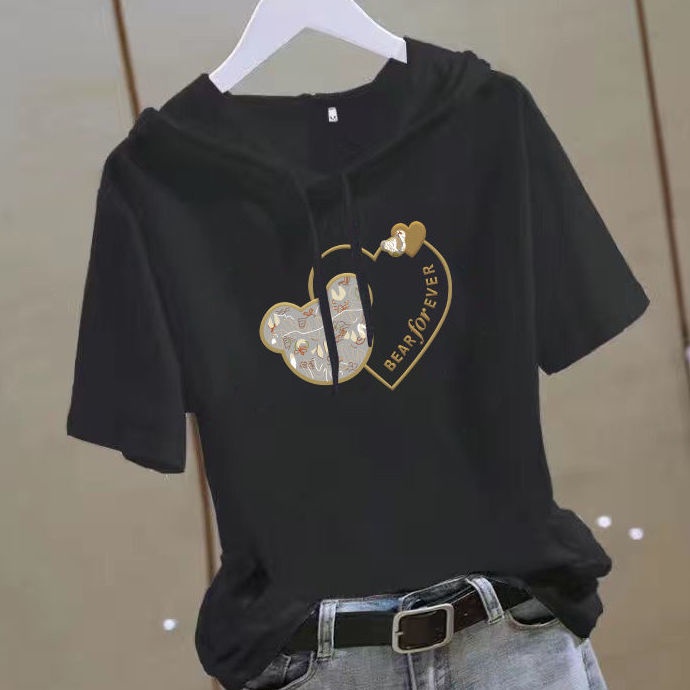 Áo Hoodie Ngắn Tay Form Rộng Phong Cách Hàn Quốc Thời Trang Dành Cho Nữ