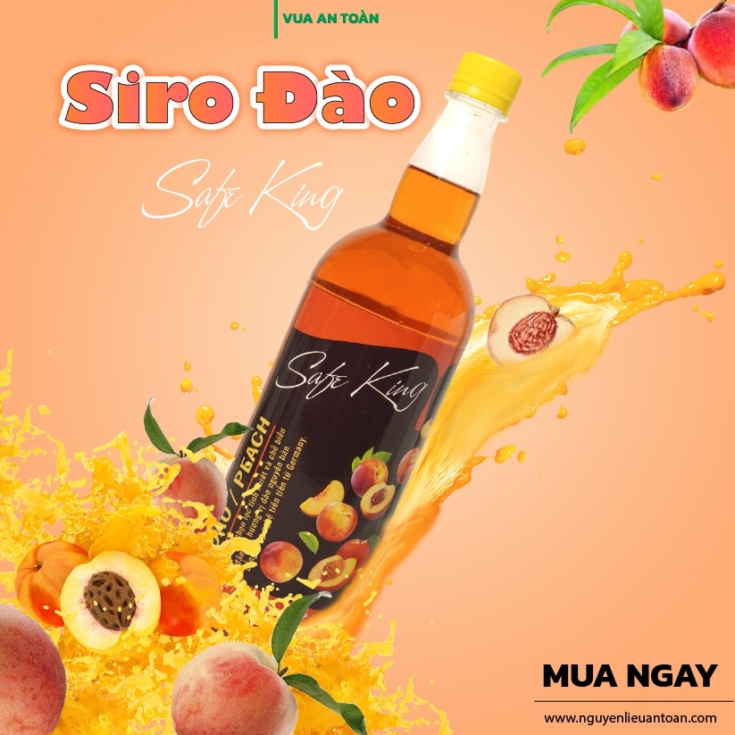 Siro Đào SAFE KING 1 Lít Pha Trà Đào, Hương Vị Đậm Đà, Vị Ngọt Tự Nhiên
