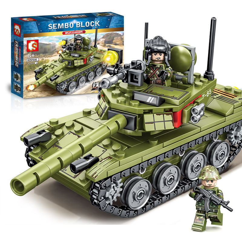 Mô hình đồ chơi giáo dục Lắp ráp Xe tăng quân sự military Sembo105514 324pcs 2 figures Main Battle Tank