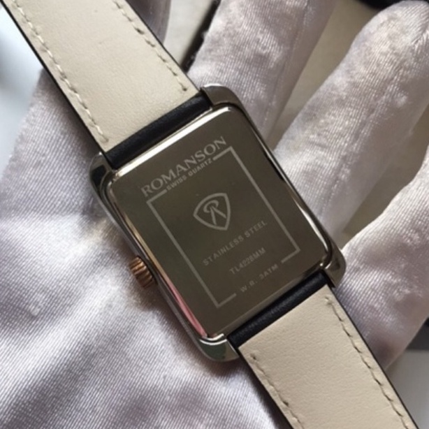 Đồng hồ Romanson Men Watch TL4228MCWH mặt mỏng chữ nhât máy Thụy Sĩ, kính chống xước dây da cao cấp chính hãng
