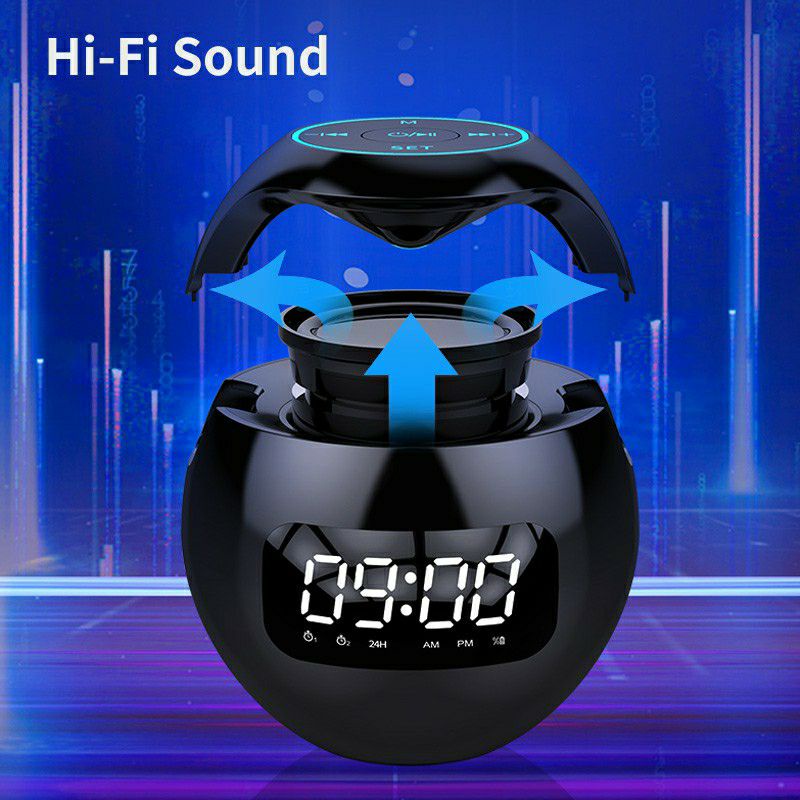 Loa Bluetooth Kimiso KMS K12 - Âm Thanh Sống Động, Led Nhạc, Công Suất 5W - Loa Không Dây Kết Hợp Đồng Hồ Báo Thức
