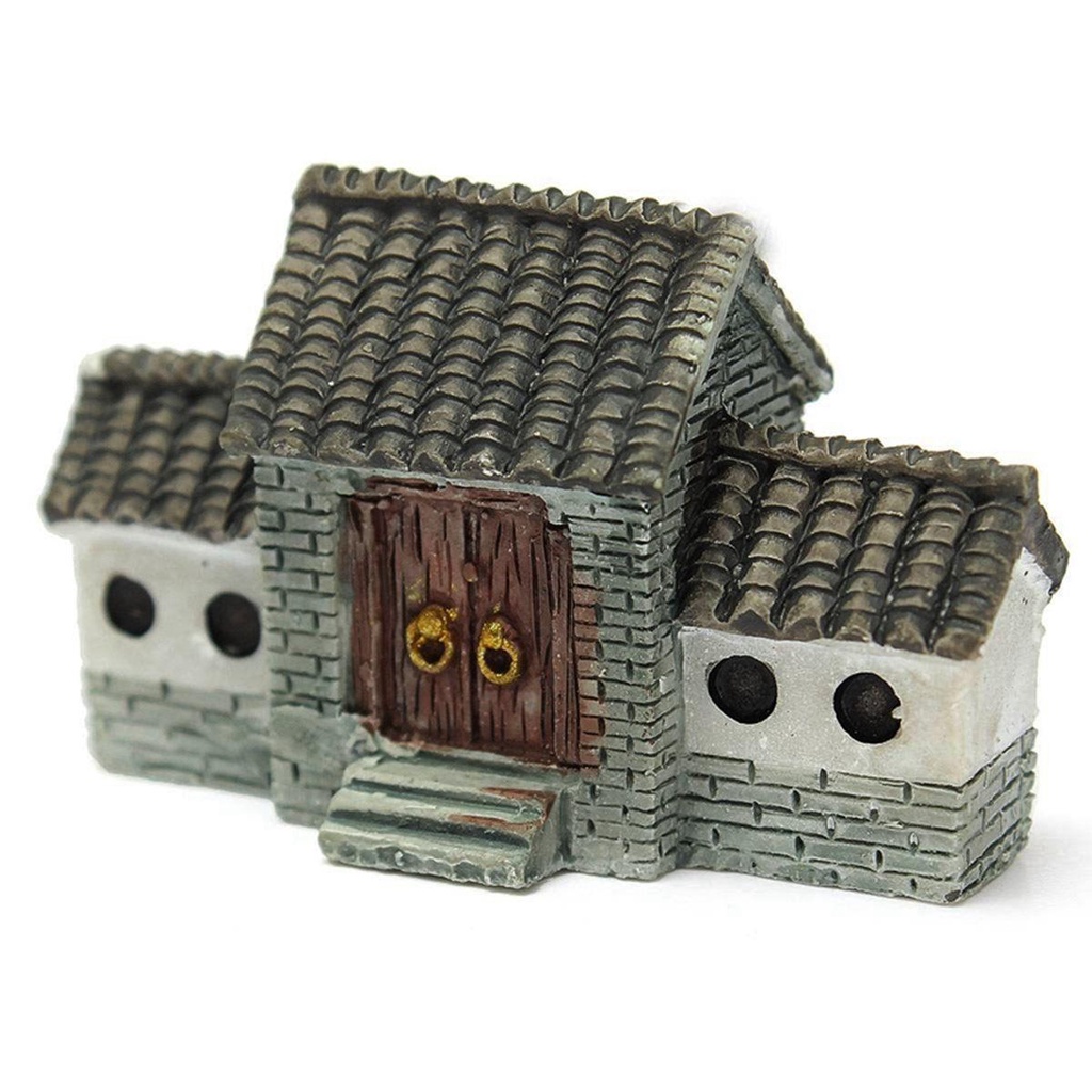 Đồ trang trí Thành Phố Màu Ngà Phong Cách Trung Hoa Bằng Nhựa Resin Mini Trang Trí Sân Vườn DIY