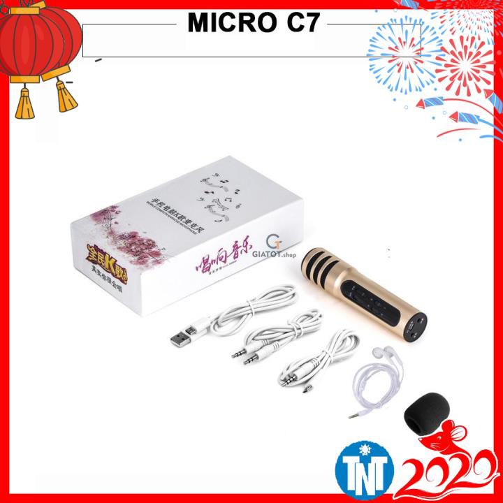 Bộ micro thu âm cầm tay đa năng livetream karaoke C7, hàng đẹp Smarttnt.vn