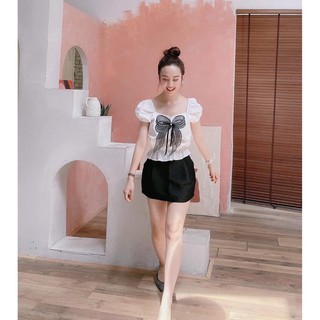 sét áo nơ cổ chân váy ảnh thật