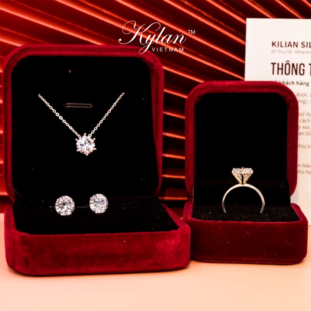Dây chuyền bạc nữ Kylan Silver KL0211 đính đá kim cương nhân tạo 8 ly