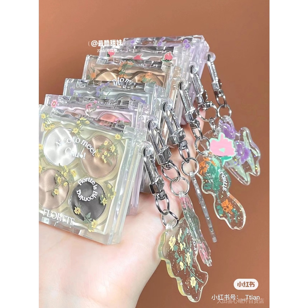 Bảng Phấn Mắt FLORTTE / Floria First Kiss Bobo Bốn Màu Lì Và Ánh Ngọc Trai Kết Hợp Nhẹ Nhàng