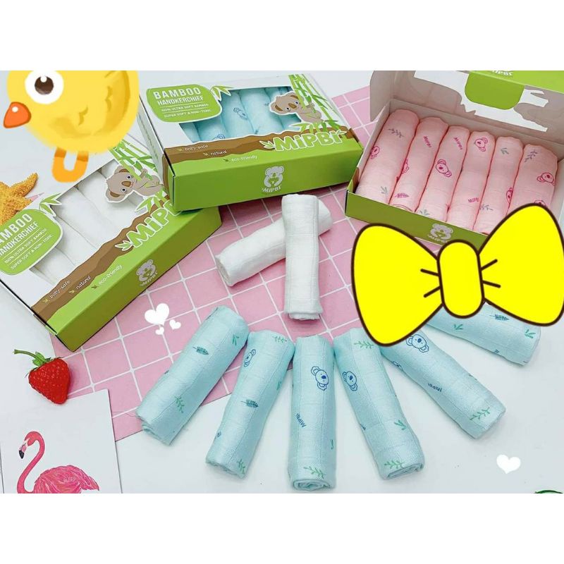 [MIPBI] 6 cái 30*30cm - KHĂN SỮA CAO CẤP 100% SỢI TRE - MỀM MẠI - AN TOÀN CHO LÀM DA BÉ