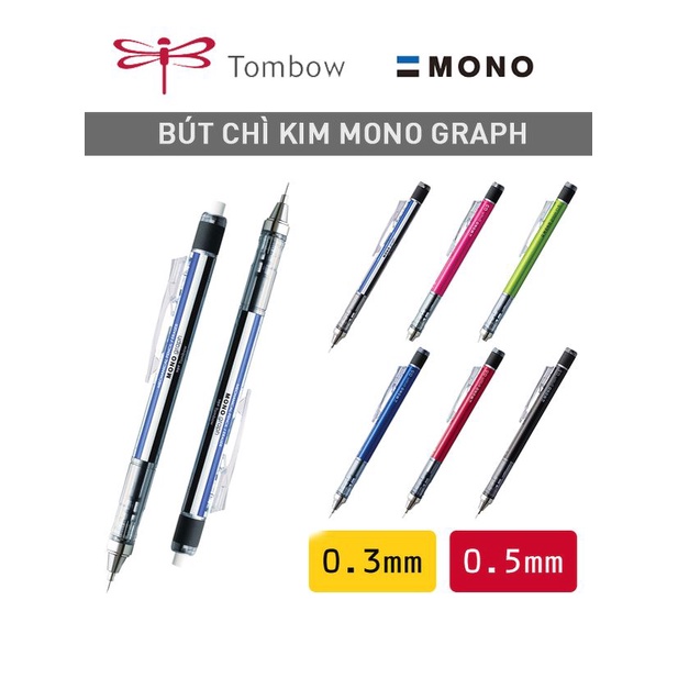 Bút chì cơ khí lắc đầy ngòi Tombow Mono Nhật Bản 0.3/0.5mm