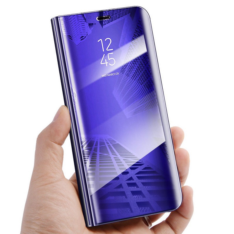 Bao da điện thoại PU nắp gập tráng gương acrylic siêu mỏng sang trọng dành cho Huawei Honor 8x/8x Max/8A