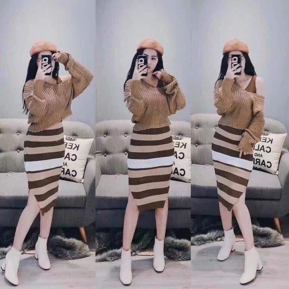 ⚡️FLASH SALE⚡️Sét váy len kẻ siêu xinh