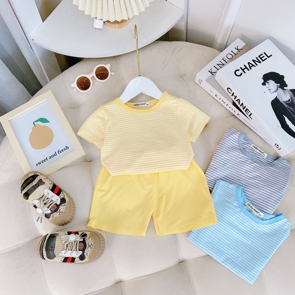 Đồ bộ MINKY MOM size đại cho bé trai bé gái cộc thun sọc, quần áo trẻ em monky mặc nhà cho bé 1 2 3 4 5 6 7 tuổi BC001