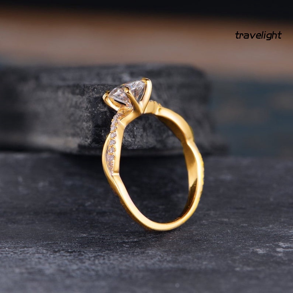 (Travelight) Nhẫn Cưới Đính Đá Zircon Toàn Diện Thanh Lịch Cho Nữ