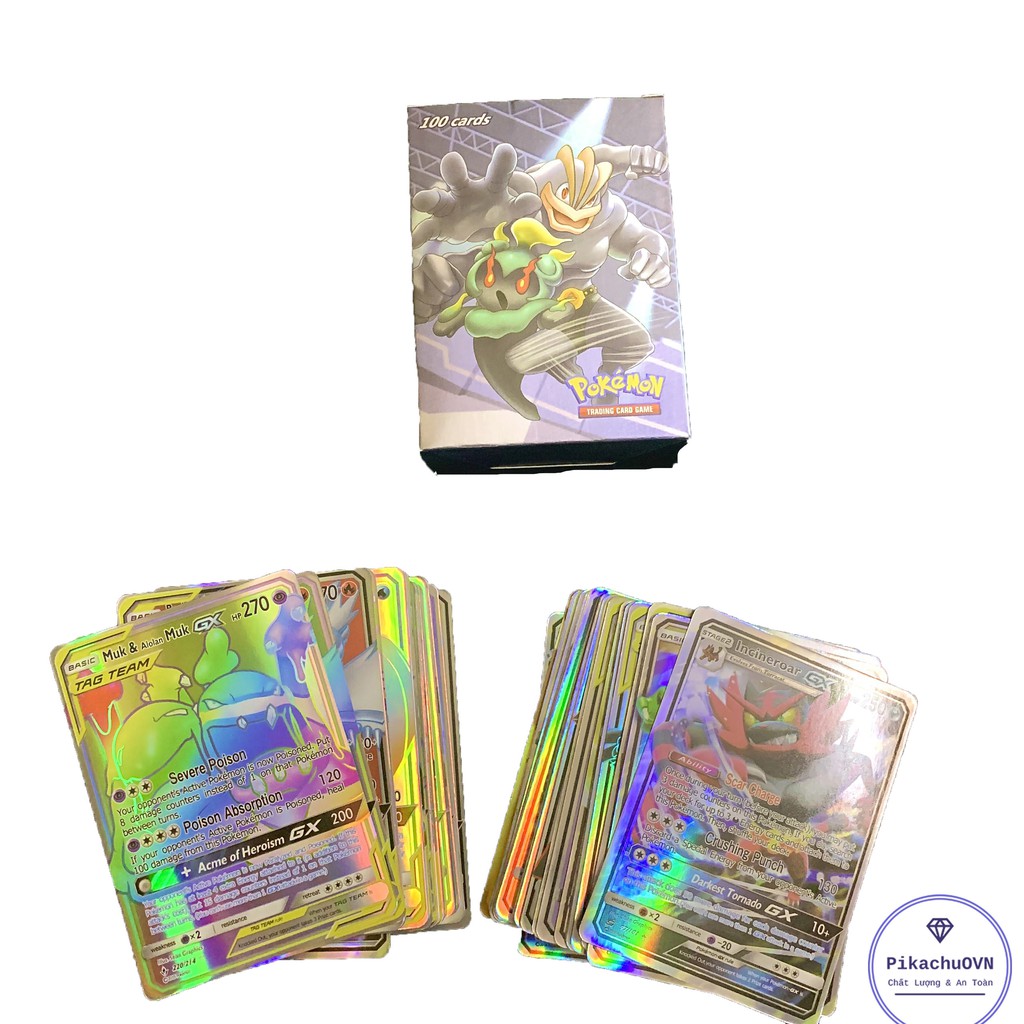 Bộ Thẻ Bài Chơi Pokemon 100 Thẻ Gx Chơi Đối Kháng New Đẹp
