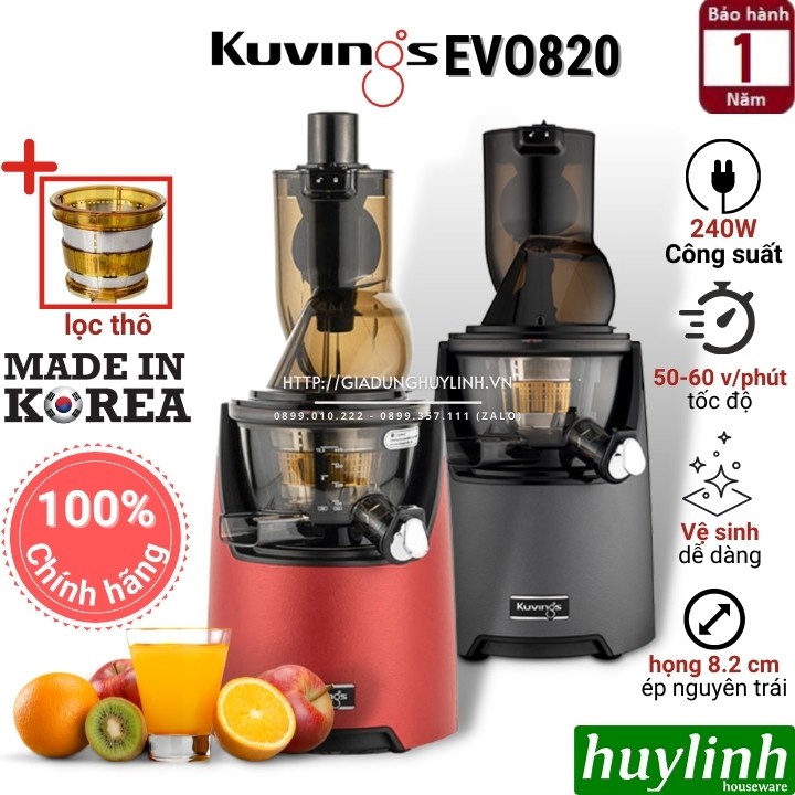 [Mã ELHAMS5 giảm 6% đơn 300K] Máy ép chậm Kuvings EVO820 - Made in Hàn Quốc - Chính hãng