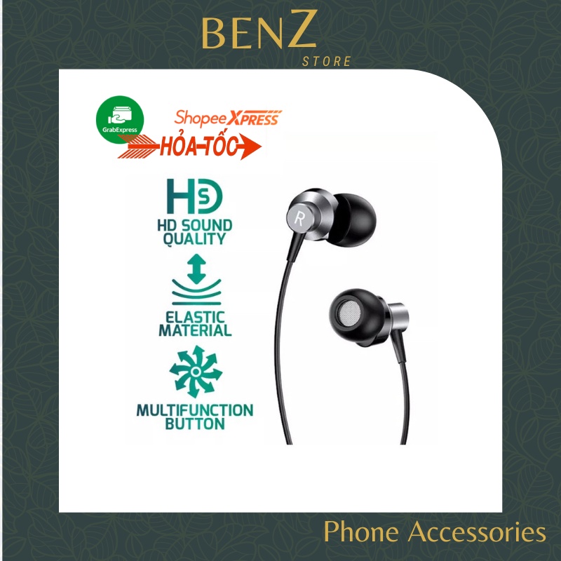 Tai Nghe có dây Nhét Tai ROBOT RE240 Cổng Kết Nối Jack AUX 3.5mm Âm Thanh Sắc Nét Trung Thực BenZ Store