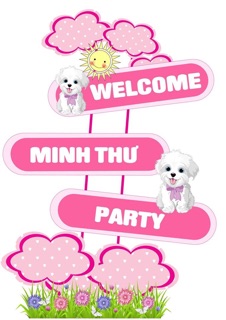 Cây welcome chèn hình bé siêu dễ thương