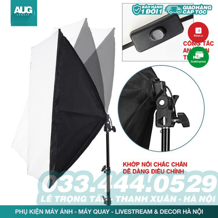 SALE | Đèn Chụp Ảnh Sản Phẩm, Bộ Đèn Studio, quay phim, Livestream chuyên nghiệp, chân đèn cao 2m kèm Softbox 50x70cm