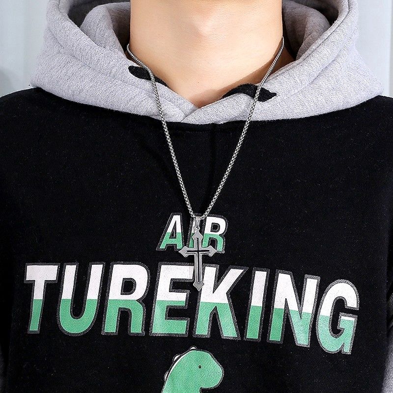 Dây Chuyền Thép Titan Mặt Thánh Giá Cá Tính Cho Nữ