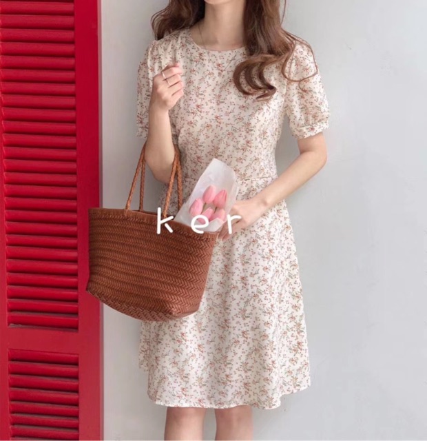 Váy hoa vintage cổ tròn Ulzzang style 🌸 VKE3038-1 Hàng Quảng Châu | BigBuy360 - bigbuy360.vn