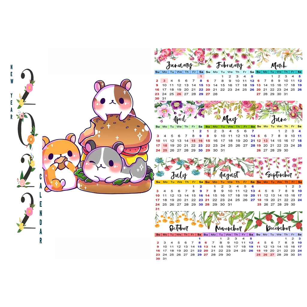 Lịch tường 2022 phoebe hamster LA17 size A3