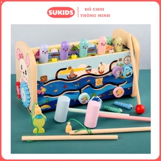 Đồ chơi đập chuột 7in1 hình thỏ bằng gỗ giúp bé phát triển trí tuệ - đập chuột đa vui nhộn