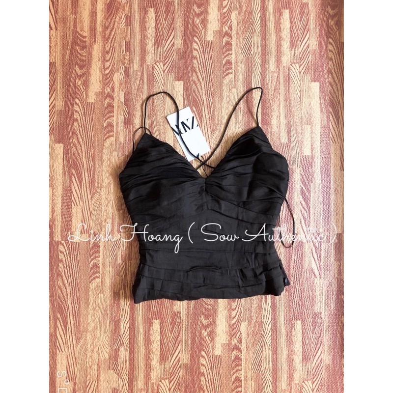 Hot hit 2020 Set áo hai dây xếp ly kèm đầm bút chì xẻ đùi zara auth