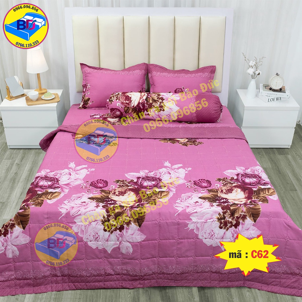 Bộ ga gối 1m6/1m8 drap giường poly , ga trải giường + 2 vỏ gối nằm cùng bộ