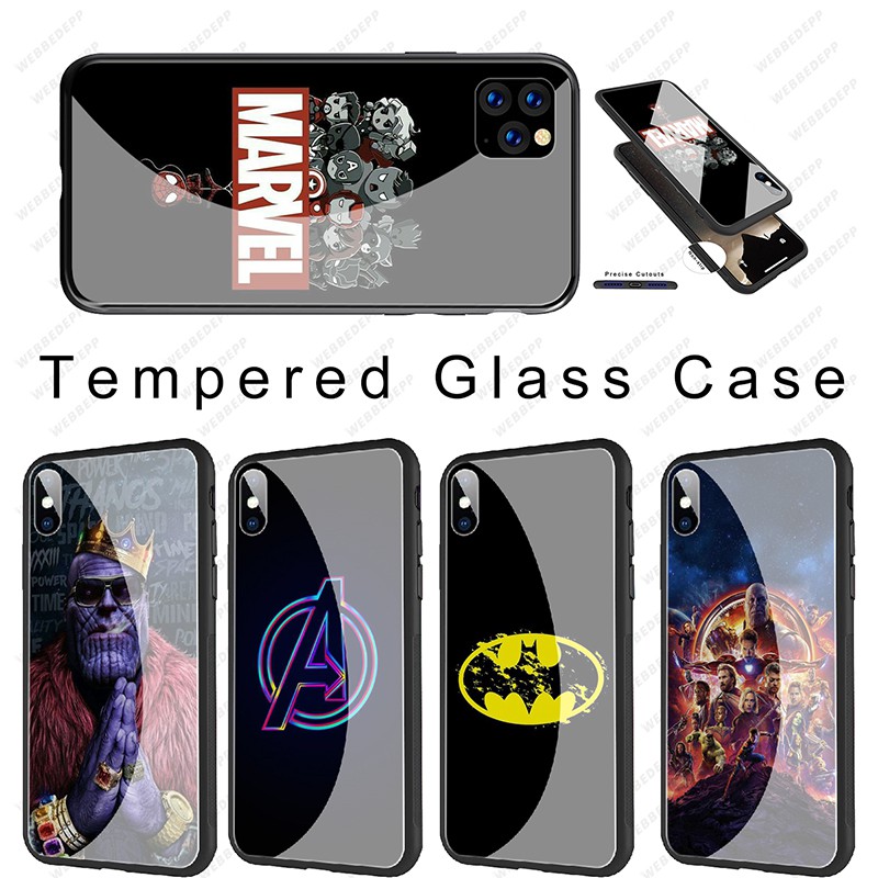 Ốp điện thoại tráng gương in hình The Avengers Marvel cho iPhone XR X Xs Max 6 6s 7 8 Plus 5 5s SE 2020