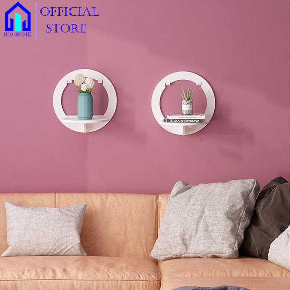 Kệ treo tường trang trí, kệ đa năng thông minh bằng gỗ cao cấp màu trắng, có thể gắn ổ điện làm chỗ sạc điện thoại