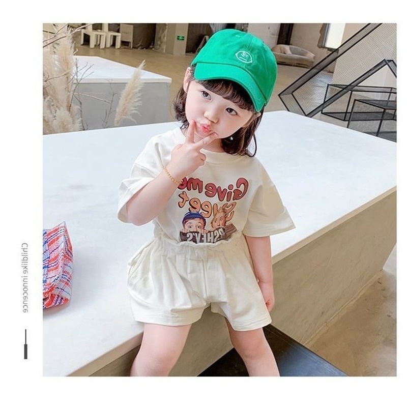 Bộ Đồ Thể Thao 2 Món Áo Tay Ngắn Phối Quần Short Thời Trang Mùa Hè Cho Bé Gái