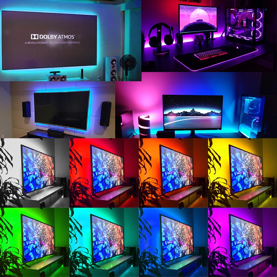 Dây Đèn LED RGB 2835 Bluetooth 5V 1-10M Trang Trí Nhà Ở